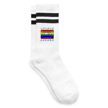 Cool Lgbt Rainbow Right Gay Love - Striped tennis socks - white/black - Right