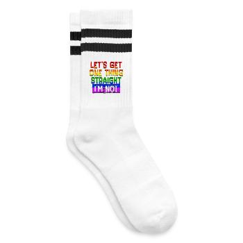 Humorous Lgbt Statement Transgender Bisexual - Striped tennis socks - white/black - Right