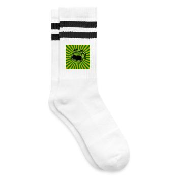 Sunburst Coffee green yellow-Sonnenaufgang Kaffee - Gestreifte Tennissocken - Weiß/Schwarz - Rechts