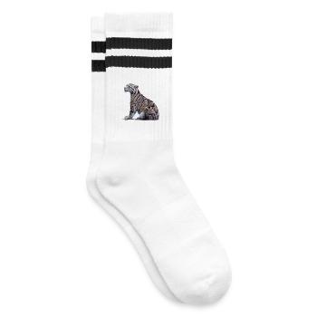 Clouded leopard - Striped tennis socks - white/black - Right