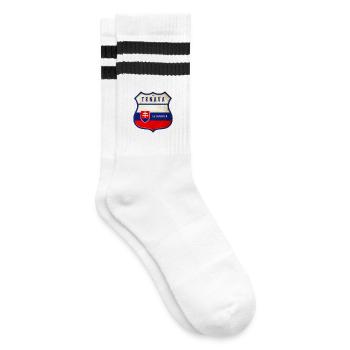 Trnava Slowakei Wappen Flaggen Design - Gestreifte Tennissocken - Weiß/Schwarz - Rechts