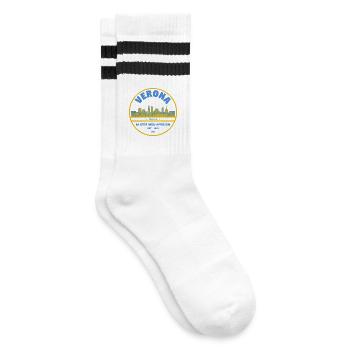 Verona Stadtlogo Skyline - Gestreifte Tennissocken - Weiß/Schwarz - Rechts