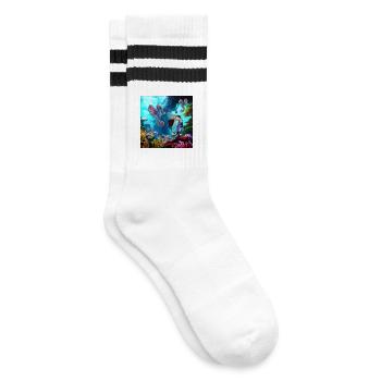 Merveilleuse sirène avec hippocampes - Chaussettes de tennis - blanc/noir - Droite