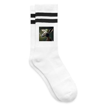 Cannabiche 04 mit Typografie - Gestreifte Tennissocken - Weiß/Schwarz - Rechts