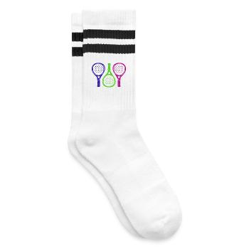 Padel Sport Schläger Padelspiel Aufschlag Freizeit - Gestreifte Tennissocken - Weiß/Schwarz - Rechts