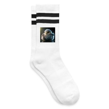 Photo macro creature 10 - Striped tennis socks - white/black - Right