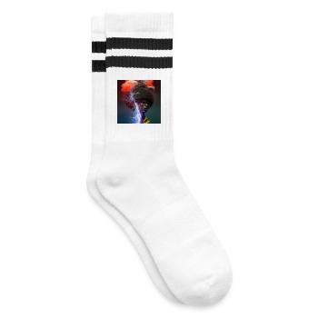 Porträt elektrik 12 - Gestreifte Tennissocken - Weiß/Schwarz - Rechts