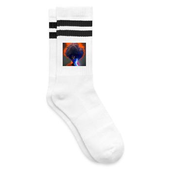 elektrik portrait - Afro Lightning and Lightning - Striped tennis socks - white/black - Right