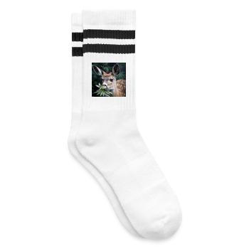 Cannabiche 07 mit Tippfehler - Gestreifte Tennissocken - Weiß/Schwarz - Rechts