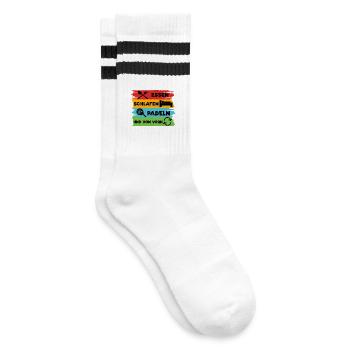 Sport Spieler Racket Padelspiel Padel Statement - Gestreifte Tennissocken - Weiß/Schwarz - Rechts