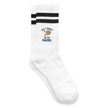 Padel Trainer Ball Racket Padelspiel Statement - Gestreifte Tennissocken - Weiß/Schwarz - Rechts