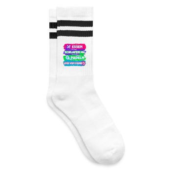 Padel Spieler Freizeit Padelspiel Statement Sport - Gestreifte Tennissocken - Weiß/Schwarz - Rechts