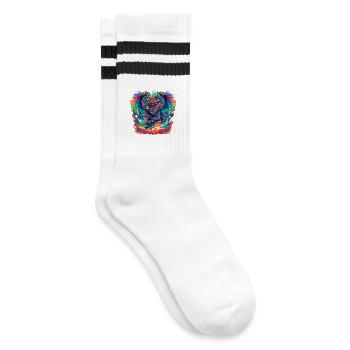 Aztec Bird - Striped tennis socks - white/black - Right