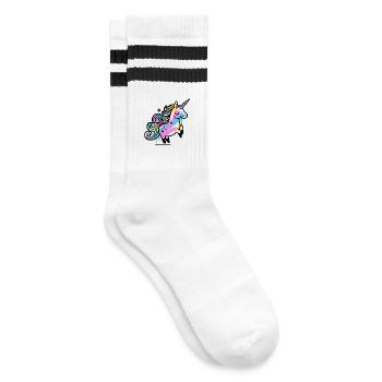 Colorful Splash Unicorn Illustration - Striped tennis socks - white/black - Right