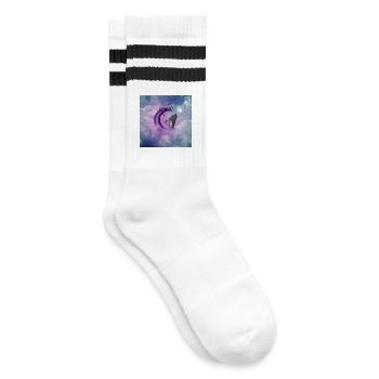 Fee auf dem Mond - Gestreifte Tennissocken - Weiß/Schwarz - Rechts