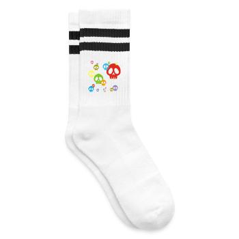 Multicolored manga skull - Striped tennis socks - white/black - Right