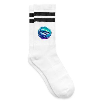 Shark - Striped tennis socks - white/black - Right