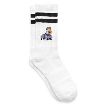 Pensionär Spruch ruhestand Freizeit Auszeit Senior - Gestreifte Tennissocken - Weiß/Schwarz - Rechts
