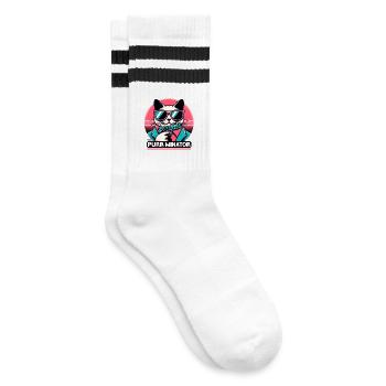 The Purr-minator - Striped tennis socks - white/black - Right