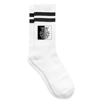Bach Seal / Monogram / Coat of Arms / Insignia - Striped tennis socks - white/black - Right