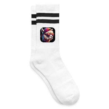 Alpaca with sunglasses and cap - Striped tennis socks - white/black - Right
