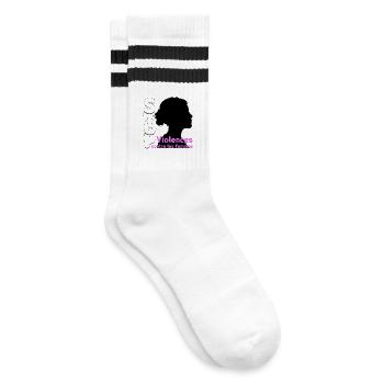 Support for Women Against Violence - Striped tennis socks - white/black - Right