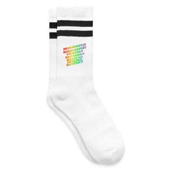 DEMOKRATIE SOLIDARITÄT VIELFALT - Gestreifte Tennissocken - Weiß/Schwarz - Rechts