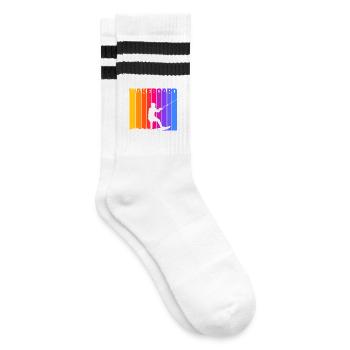 Stunt Wakeboard Wellenreiten Wakesurfen Surfing - Gestreifte Tennissocken - Weiß/Schwarz - Rechts