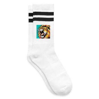 Lion Pop Art - Chaussettes de tennis - blanc/noir - Droite