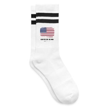 Green Bay, Wisconsin, USA - Striped tennis socks - white/black - Right