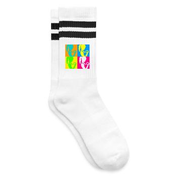 Popart Sportliche Damen - Gestreifte Tennissocken - Weiß/Schwarz - Rechts