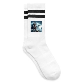 Wikinger-Krieger - Gestreifte Tennissocken - Weiß/Schwarz - Rechts