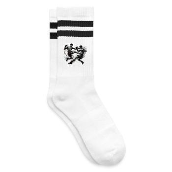 Kickboxing Thaiboxing Muay Thai Boxing Gift - Striped tennis socks - white/black - Right