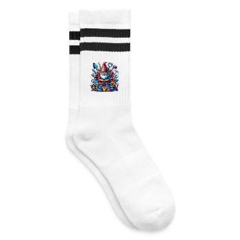Nain de jardin coloré et sinistre avec des fleurs et des outils - Chaussettes de tennis - blanc/noir - Droite