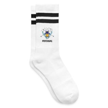 Skifahrer Wintersport Spruch Eislaufen Schnee Kalt - Gestreifte Tennissocken - Weiß/Schwarz - Rechts