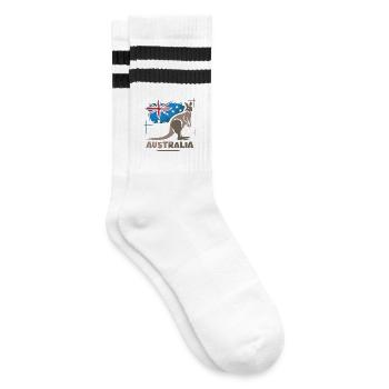 Australien Känguru Comic Flagge Natur Tiere Symbol - Gestreifte Tennissocken - Weiß/Schwarz - Rechts