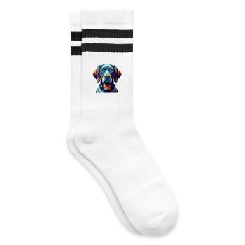 Ungarische Vizsla Hunderasse Bunte Karikatur Kawaii - Gestreifte Tennissocken - Weiß/Schwarz - Rechts