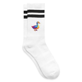 Gans Bunte Kawaii Cartoon Figur Clipart - Gestreifte Tennissocken - Weiß/Schwarz - Rechts