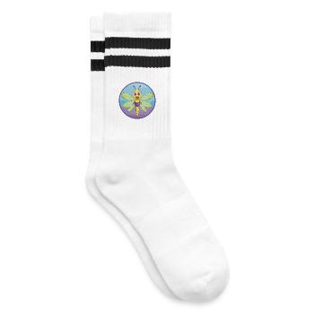 Dragonfly Cute Kawaii Cartoon Clipart Animal Pet - Striped tennis socks - white/black - Right