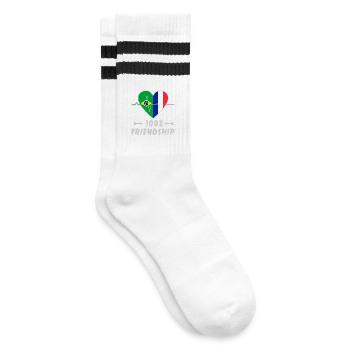 Brazil and France 100% friendship - Striped tennis socks - white/black - Right
