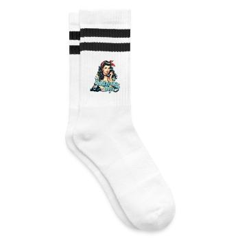 Wie geht’s Rockabilly Frau Wählscheiben Telefon - Gestreifte Tennissocken - Weiß/Schwarz - Rechts