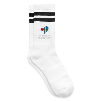 Japan and Sweden 100% friendship - Striped tennis socks - white/black - Right