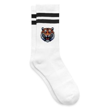 Tiger - Gestreifte Tennissocken - Weiß/Schwarz - Rechts