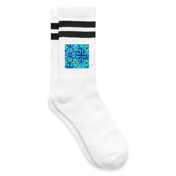 Blaue Keramik - Gestreifte Tennissocken - Weiß/Schwarz - Rechts