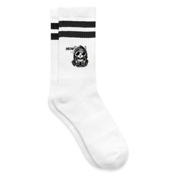 Meow Groove Katze Hoodie - Gestreifte Tennissocken - Weiß/Schwarz - Rechts