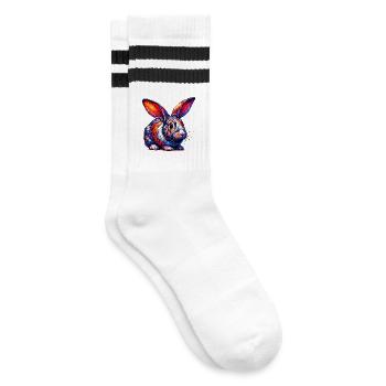 Rabbit - Striped tennis socks - white/black - Right