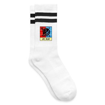 Jai Alai – Das Spiel der Geschwindigkeit - Gestreifte Tennissocken - Weiß/Schwarz - Rechts