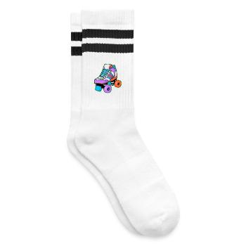 Rollschuh Schlittschuhläufer - Gestreifte Tennissocken - Weiß/Schwarz - Rechts
