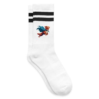 Super Hund Nova Scotia Duck Tolling Retriever - Gestreifte Tennissocken - Weiß/Schwarz - Rechts