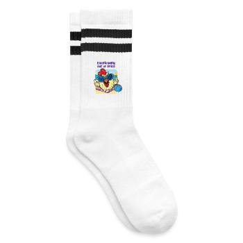 Chicken on the Beach – Mentally Checked Out - Striped tennis socks - white/black - Right